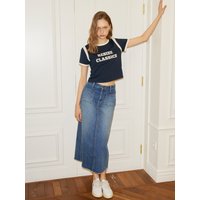 Straight Denim Long Skirt