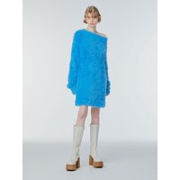 Hairy One-shoulder Knitted Dress