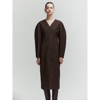 Graceful Sleeve Midi Dress Dark Brown