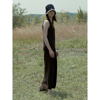 Linen Blend Sleeveless Wholegarment Knit Dress