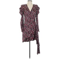 Something Navy Casual Dress - Wrap: Burgundy Print Pattern Dresses - Used - Size X