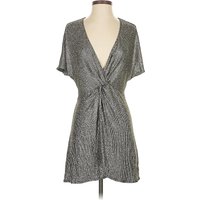 Show Me Your Mumu Cocktail Dress - Wrap: Silver Metallic Pattern Dresses - Used - Size X