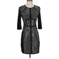 Gianni Bini Cocktail Dress - Bodycon: Black Metallic Pattern Dresses - Used - Size X