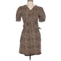 Marissa Webb Collective Casual Dress - Wrap: Brown Animal Print Pattern Dresses - Used - Size