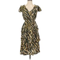 La Roque Cocktail Dress - Wrap: Brown Animal Print Pattern Dresses - Used
