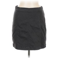 Free People Denim Skirt: Gray Solid Pattern Bottoms - Size