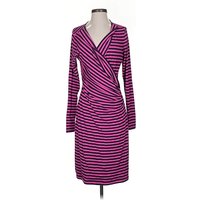 Banana Republic Cocktail Dress - Wrap: Purple Stripes Pattern Dresses - Used
