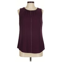 White House Black Market Sleeveless Blouse: Burgundy Tops - Size