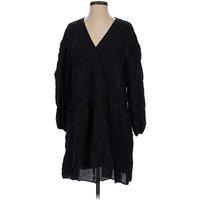 Casual Dress - Party: Black Jacquard Pattern Dresses - Used - Size