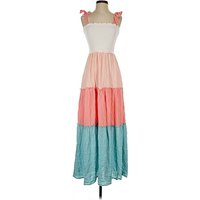Bebop Casual Dress: Pink Color Block Pattern Dresses - Size X