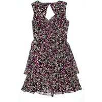 White House Black Market Cocktail Dress: Pink Floral Pattern Dresses - Used - Size
