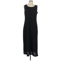 Karin Stevens Casual Dress - Slip dress: Black Solid Pattern Dresses - Used - Size