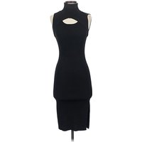 White House Black Market Cocktail Dress - Bodycon: Black Solid Pattern Dresses - Used - Size X