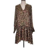 Zara Casual Dress - DropWaist: Brown Animal Print Pattern Dresses - Used