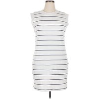 A New Day Casual Dress - Shift: White Stripes Pattern Dresses - Used - Size X