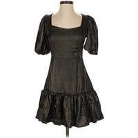 Rachel Parcell Cocktail Dress: Black Metallic Pattern Dresses - Size