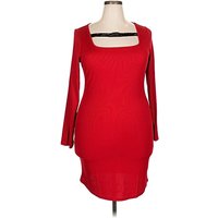 Shein Curve Cocktail Dress - Sweater Dress: Red Dresses - Used - Size Plus