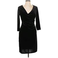 Chaps Cocktail Dress - Wrap: Black Dresses - Used - Size