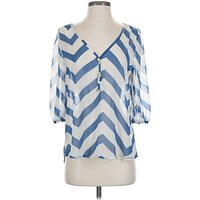 Buttons Sleeve Blouse: Blue Tops