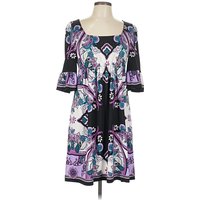 ICE Casual Dress: Purple Print Pattern Dresses - Used - Size