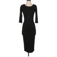 Unique Vintage Cocktail Dress - Bodycon: Black Solid Pattern Dresses - Used - Size X