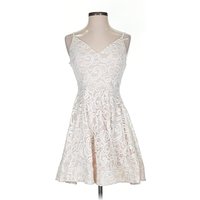 Sequin Hearts Cocktail Dress - Fit & Flare: Ivory Dresses - New - Size