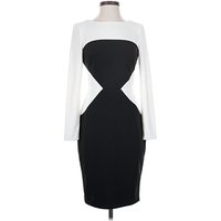 Lauren by Ralph Lauren Cocktail Dress - Bodycon: White Color Block Pattern Dresses - Used - Size