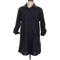 The Shirt by Rochelle Behrens Casual Dress - Shirtdress: Blue Dresses - Used