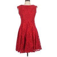 Danny And Nicole Cocktail Dress - Fit & Flare: Red Dresses - Used - Size
