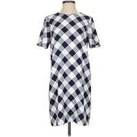 Ann Taylor Casual Dress: Blue CheckeredGingham Pattern Dresses - Used - Size