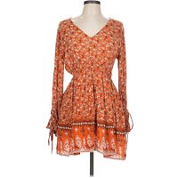J Gee Casual Dress: Orange Paisley Pattern Dresses - Used - Size Large Petite