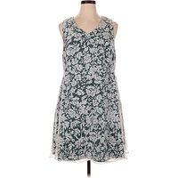Lace & Mesh Casual Dress - Shift: Gray Paisley Pattern Dresses - Used - Size X