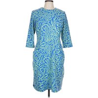 J. McLaughlin Casual Dress - Sheath: Teal Paisley Pattern Dresses - Used