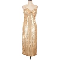Siena Cocktail Dress: Gold Metallic Pattern Dresses - Used - Size