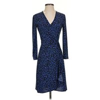 BCBGMAXAZRIA Cocktail Dress - Wrap: Blue Animal Print Pattern Dresses - Used - Size X