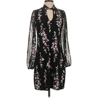 White House Black Market Cocktail Dress: Black Floral Pattern Dresses - Used