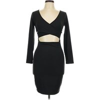 Cocktail Dress - Bodycon: Black Solid Pattern Dresses - Used