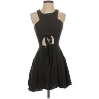 Cameo Cocktail Dress - Fit & Flare: Black Solid Pattern Dresses - Used - Size