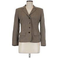 Liz Claiborne Collection Blazer Jacket: Brown Houndstooth Pattern Jackets & Outerwear - Size Petite