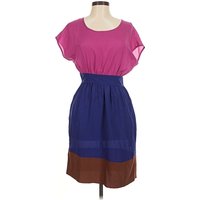 Black Rainn Casual Dress - Popover: Purple Color Block Pattern Dresses - Used