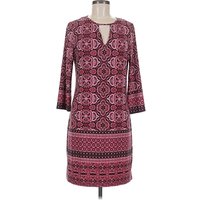 White House Black Market Casual Dress - Shift: Burgundy Paisley Pattern Dresses - Used