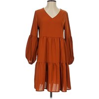 Casual Dress - Popover: Brown Solid Pattern Dresses - Used