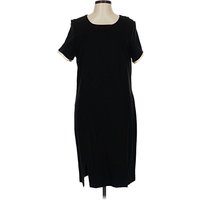 Larry Levine Casual Dress - Sheath: Black Solid Pattern Dresses - Used - Size