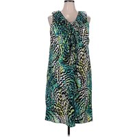 Icon Collection Casual Dress: Green Print Pattern Dresses - New - Size