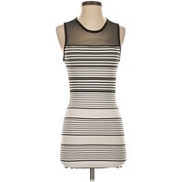 Cocktail Dress - Bodycon: Ivory Stripes Pattern Dresses - Used