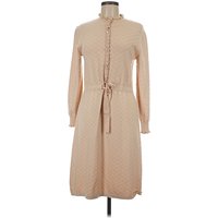 Knitted & Knotted Casual Dress - Shirtdress: Tan Dresses - Used