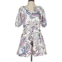 Ann Taylor LOFT Casual Dress: White Paisley Pattern Dresses - Used - Size Petite