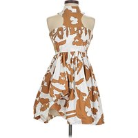 SWF Casual Dress - Party: Brown Print Pattern Dresses - Used - Size X