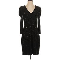 White House Black Market Cocktail Dress - Sweater Dress: Black Stars Pattern Dresses - Used