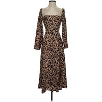 Reformation Casual Dress: Brown Animal Print Pattern Dresses - Used - Size Petite